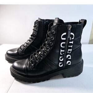 Guess Women's Los Angeles Ankle Combat Boots Size 8.5 M Black LaceUp Whimsigoth